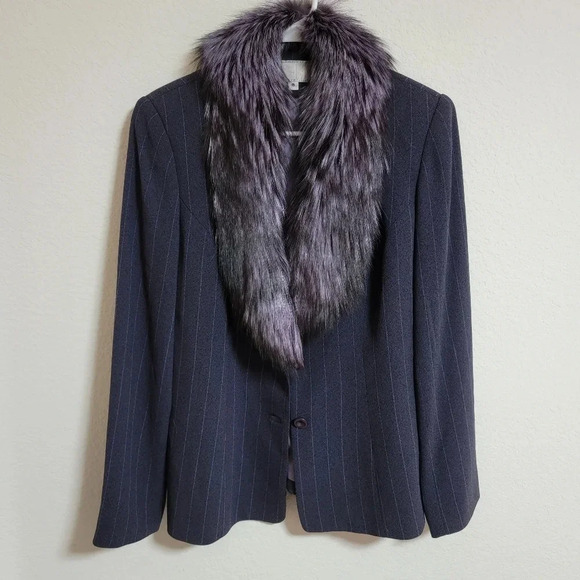 Alberto Makali Vintage 80's Blazer with removable Fox Fur Collar - Picture 1 of 5